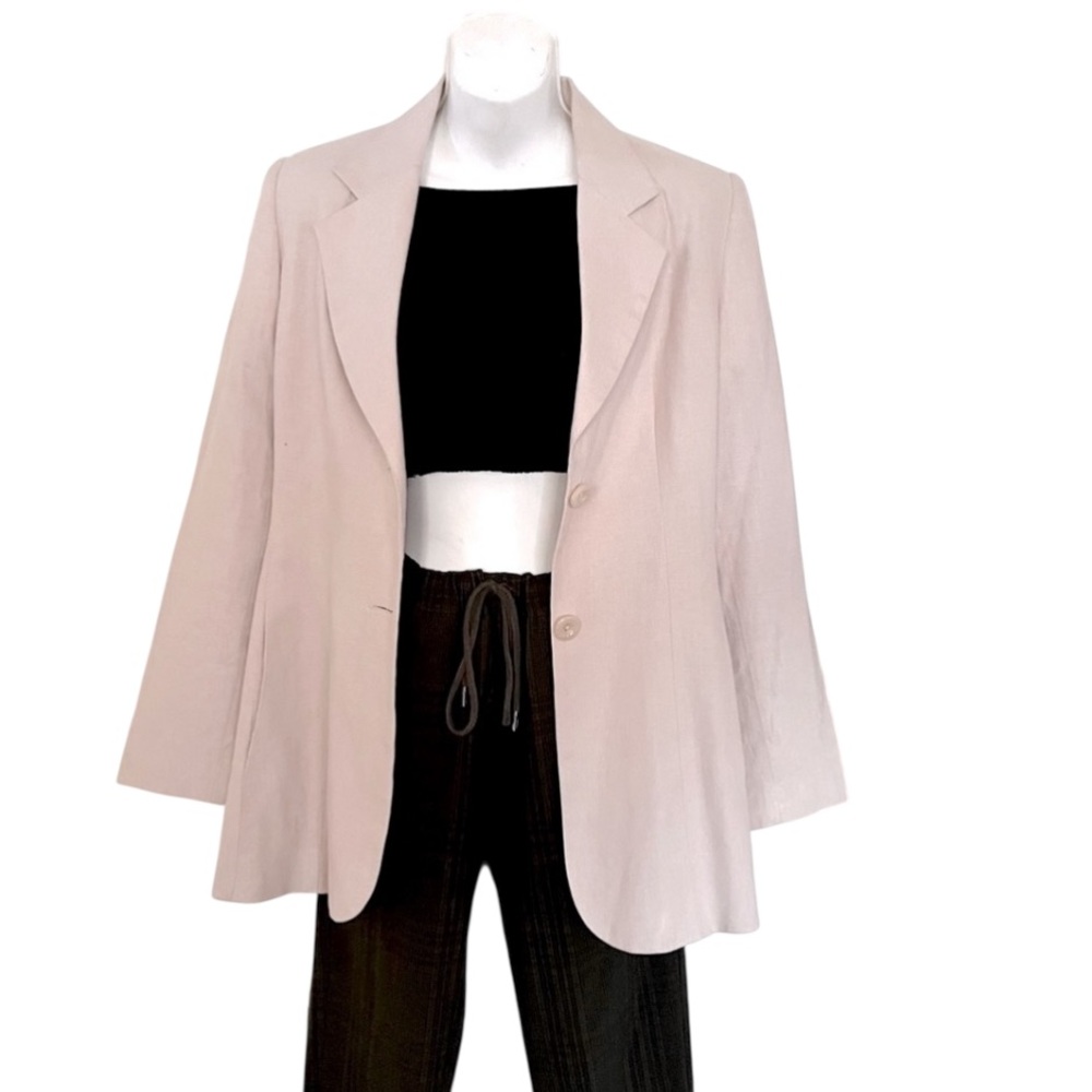 Bice by Sag Harbor Womens Two Button Linen Blend Soft Light Powder Pink Blazer 8
